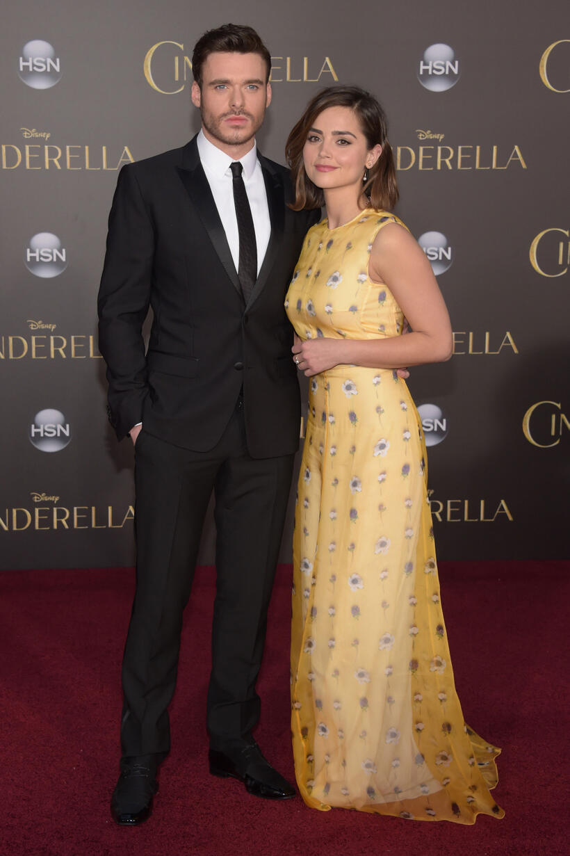 Richard Madden and Jenna Coleman at the California premiere of "Cinderella."