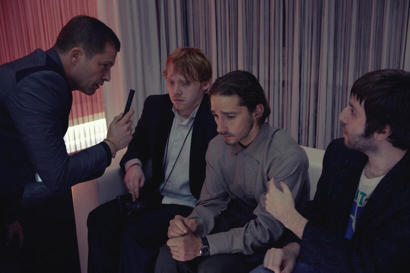 Til Schweiger as Darko, Rupert Grint as Karl, Shia LaBeouf as Charlie Countryman and James Buckley as Luc in "Charlie Countryman."