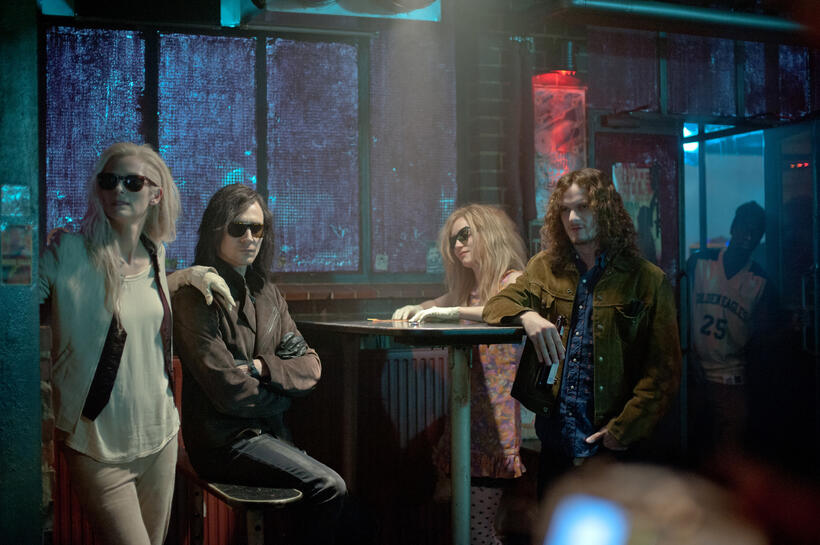 Tilda Swinton as Eve, Tom Hiddleston as Adam, Mia Wasikowska as Ava and Anton Yelcin as Ian in "Only Lovers Left Alive."
