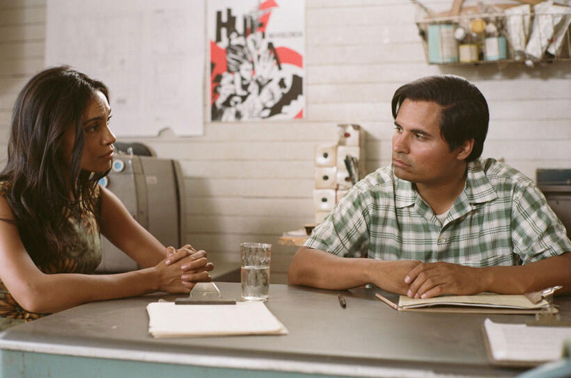 Rosario Dawson as Dolores Huerta and Michael Pena as Cesar Chavez in "Cesar Chavez."