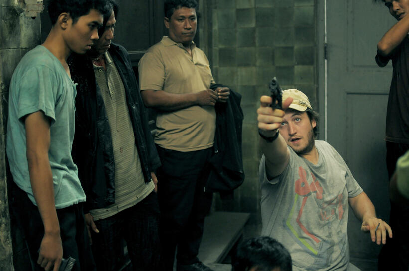 Director Gareth Evans on the set of "The Raid 2."