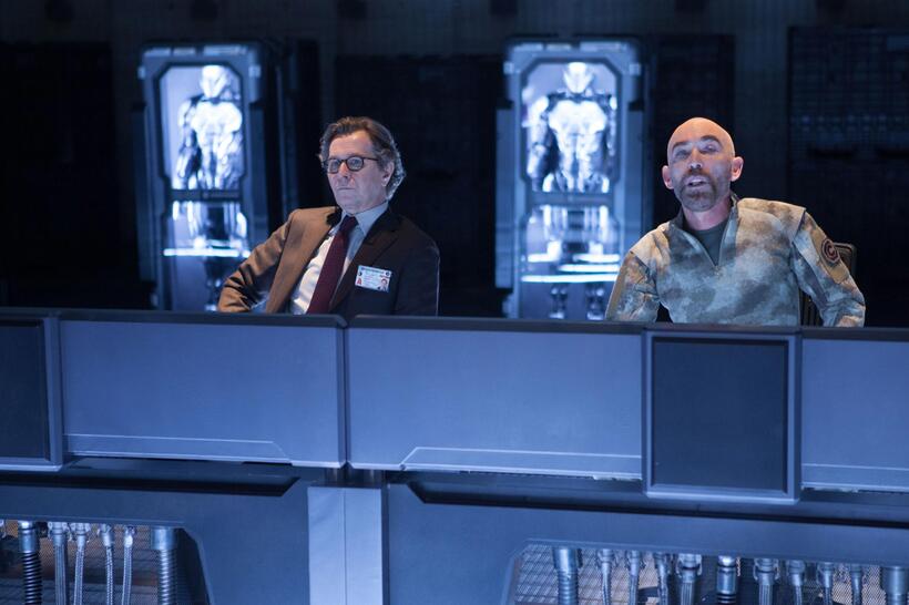 Gary Oldman and Jackie Earle Haley in "RoboCop."
