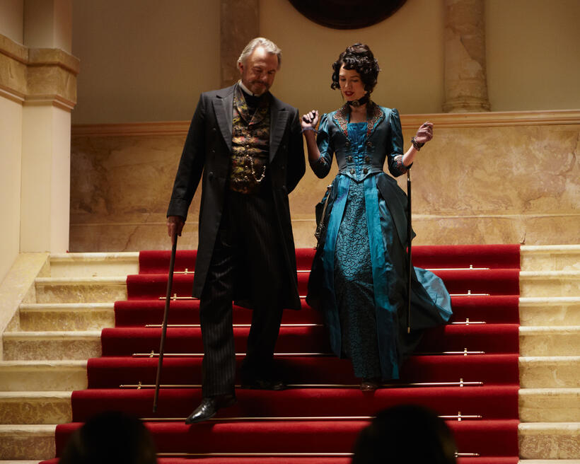 (L-R) Sam Neill and Lena Headey in the fantasy adventure film "The Adventurer: The Curse of the Midas Box" an RLJ Entertainment release.