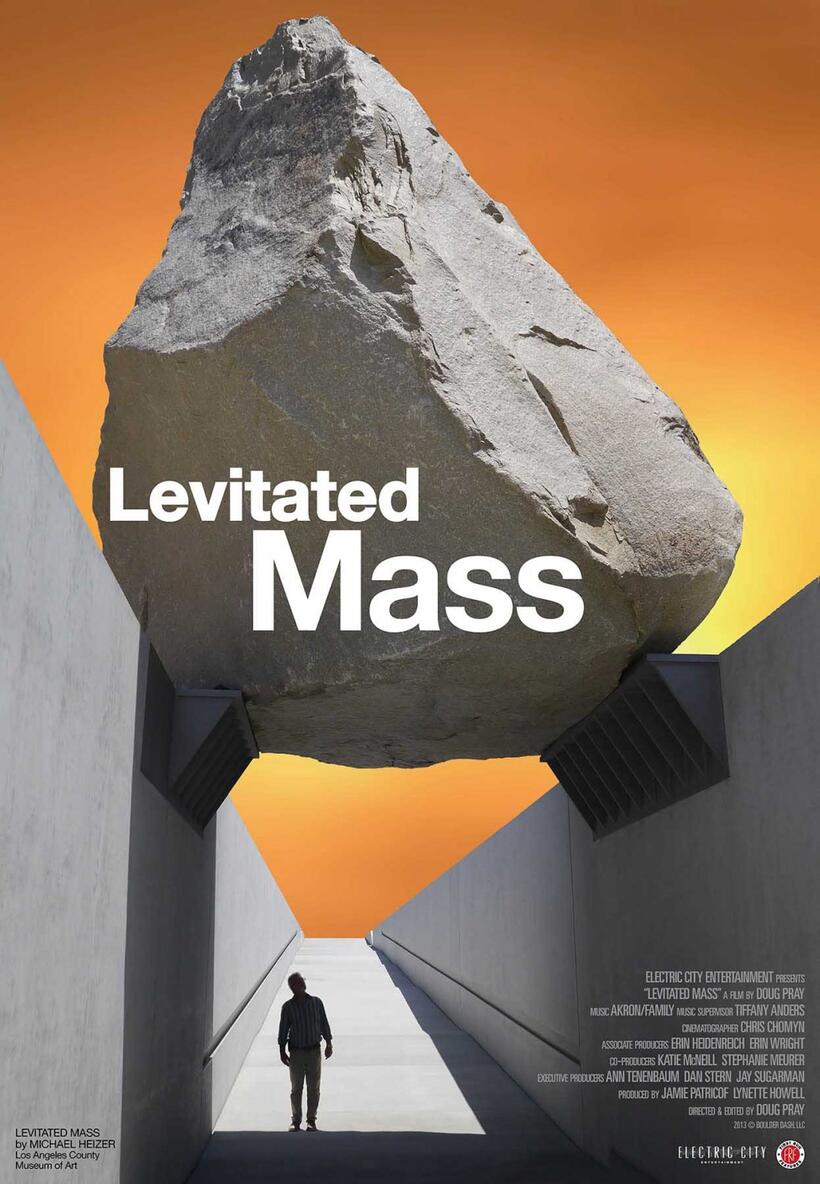 Poster art for "Levitated Mass: The Story of Michael Heizer's Monolithic Sculpture."