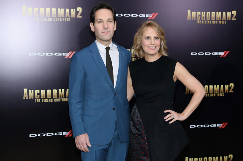 Paul Rudd and Julie Yaeger at the New York premiere of "Anchorman 2: The Legend Continues."