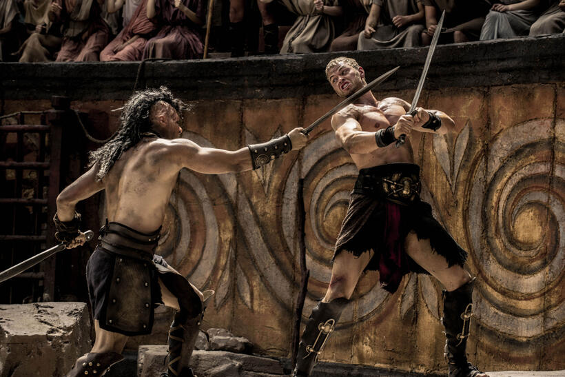 Liam Garrigan and Kellan Lutz in "The Legend of Hercules."