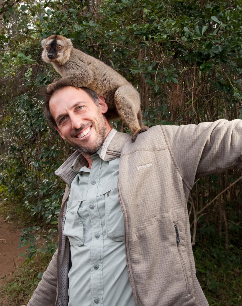 Producer Drew Fellman on the set of "Island of Lemurs: Madagascar."