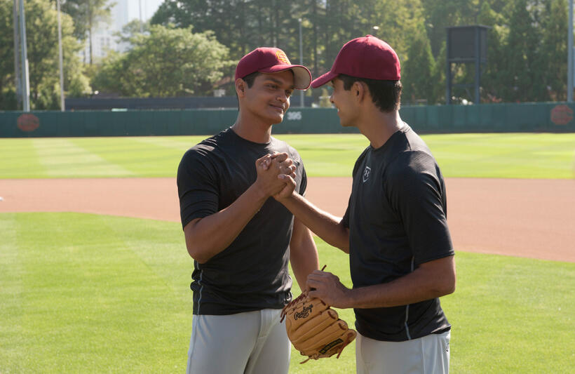 Madhur Mittal as Dinesh and Suraj Sharma as Rinku in "Million Dollar Arm."