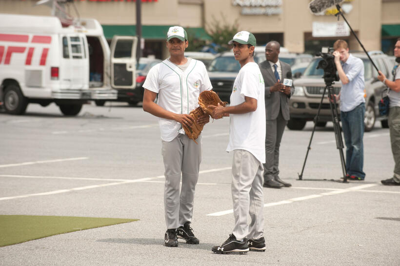 Madhur Mittal as Dinesh and Suraj Sharma as Rinku in "Million Dollar Arm."