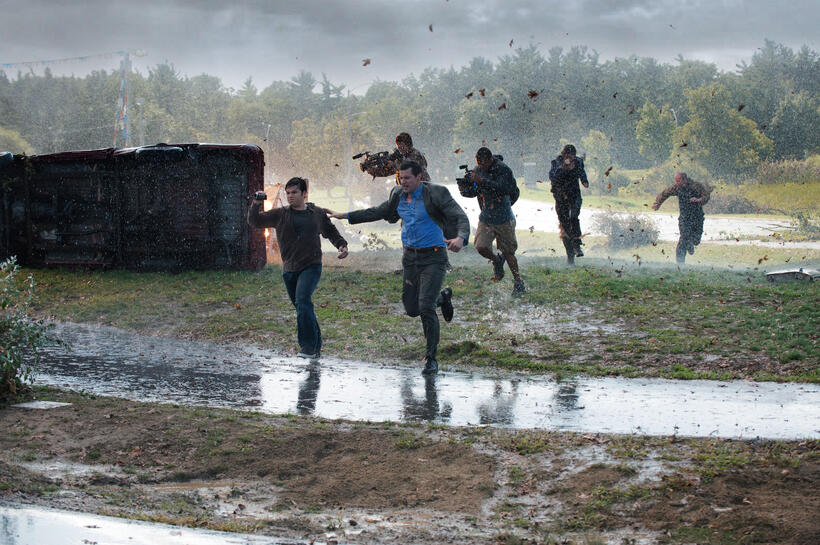Nathan Kress as Trey and Richard Armitage as Gary in "Into the Storm."