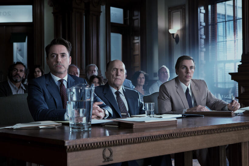 Robert Downey Jr. as Hank Palmer, Robert Duvall as Joseph Palmer and Dax Shepard as C.P. Kennedy In "The Judge."
