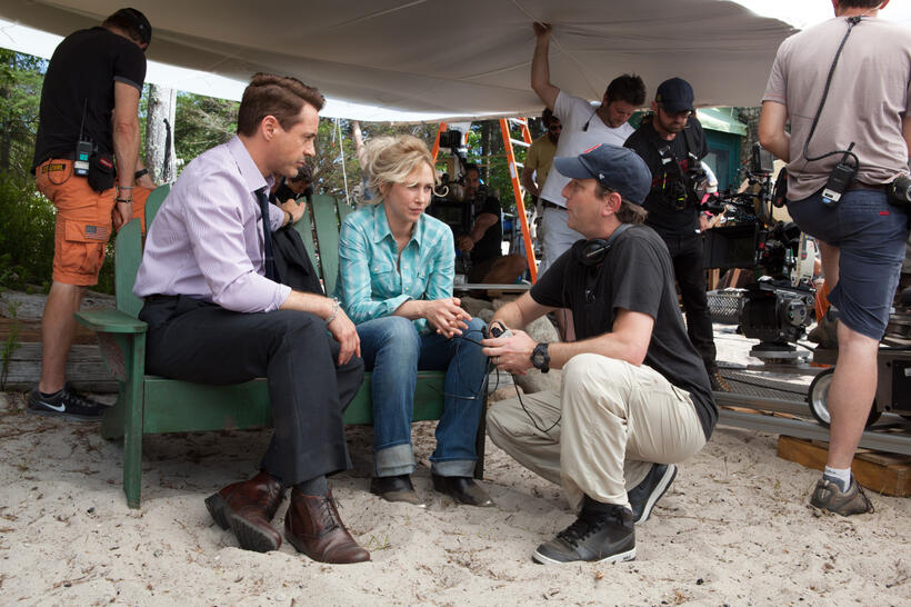 Robert Downey Jr., Vera Farmiga and director David Dobkin on the set of "The Judge."