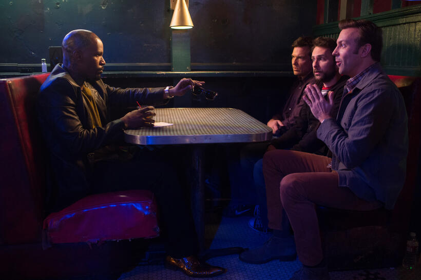 Jamie Foxx as Dean 'MF' Jones, Jason Bateman as Nick Hendricks, Charlie Day as Dale Arbus and Jason Sudeikis as Kurt Buckman in "Horrible Bosses 2."