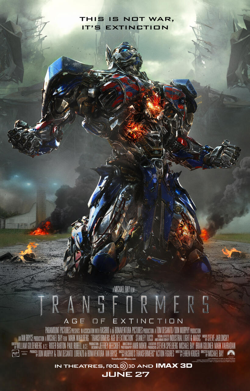 Poster art for "Transformers: Age of Extinction 3D."