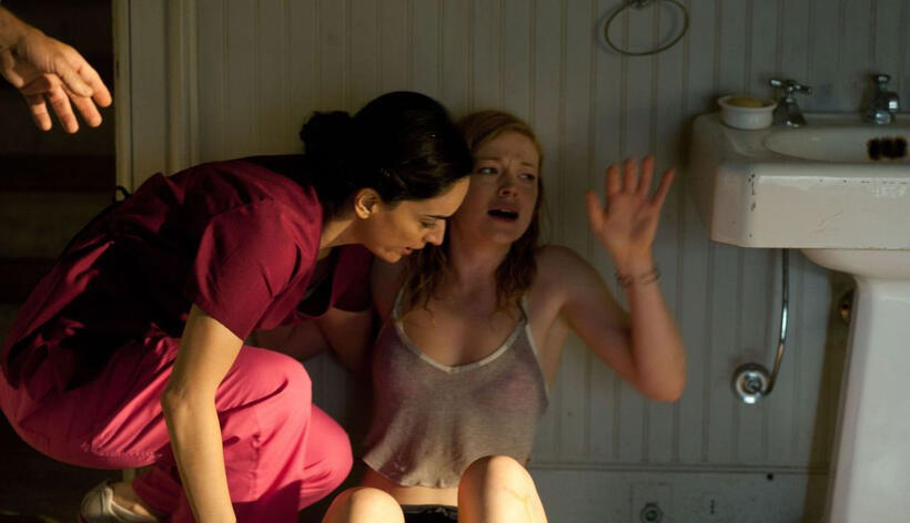 Ana de la Reguera as Rosaura and Sarah Snook as Jessie in "Jessabelle."