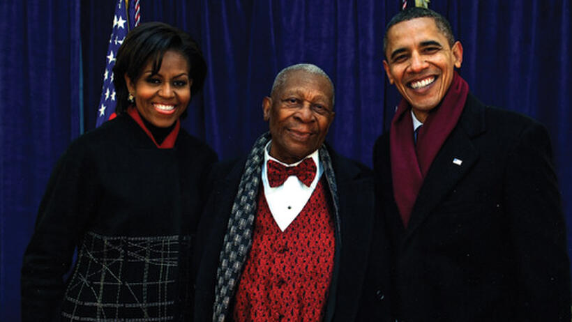 B.B. King with First Lady Michelle Obama and President Obama.