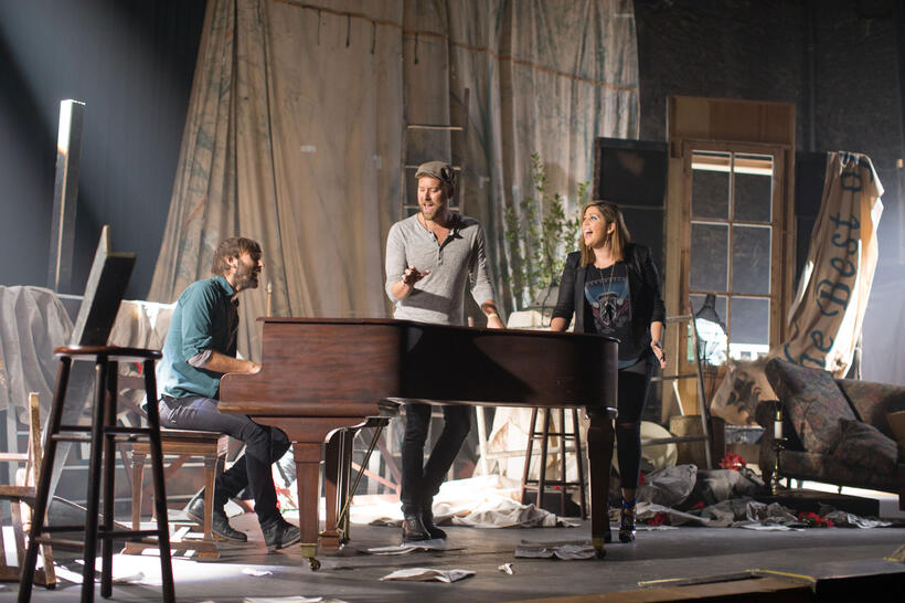 Lady Antebellum, Dave Haywood, Charles Kelley and Hillary Scott on the set of "The Best of Me."