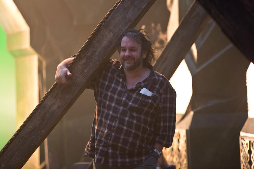 Director Peter Jackson on the set of "The Hobbit: The Battle of the Five Armies."