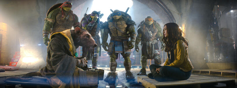 A scene from "Teenage Mutant Ninja Turtles."