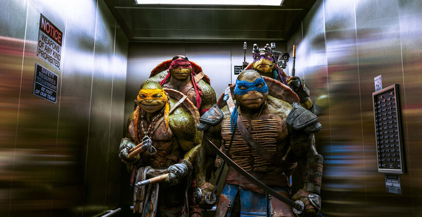 A scene from "Teenage Mutant Ninja Turtles."