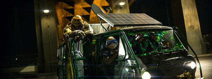 A scene from "Teenage Mutant Ninja Turtles."