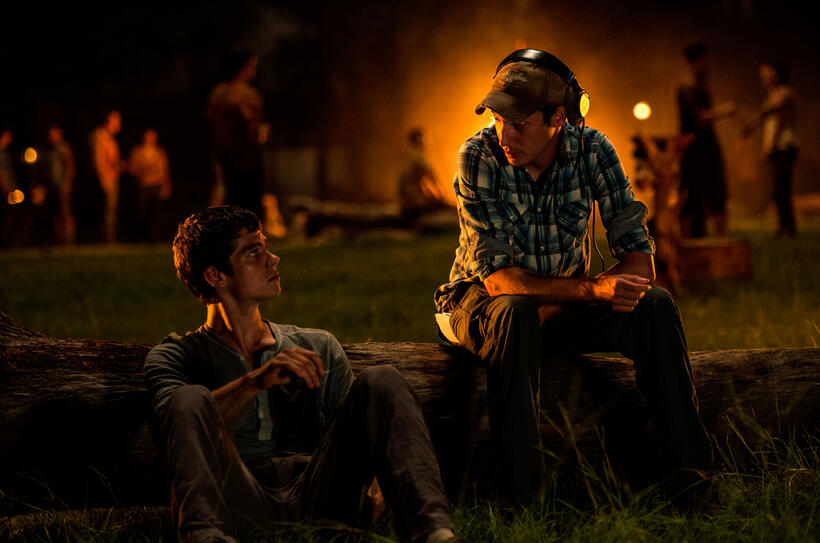 Dylan O'Brien and director Wes Ball on the set of "The Maze Runner."
