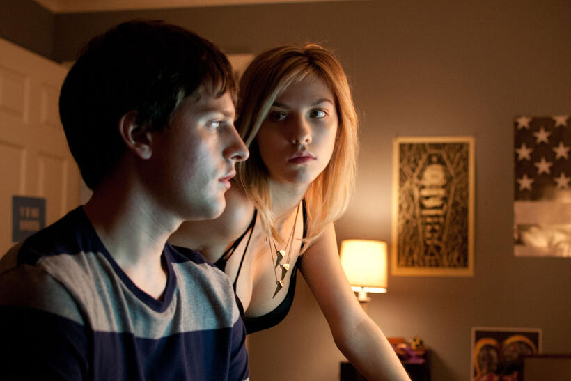 Travis Tope as Chris Truby and Olivia Crocicchia as Hannah Clint in "Men, Women & Children."