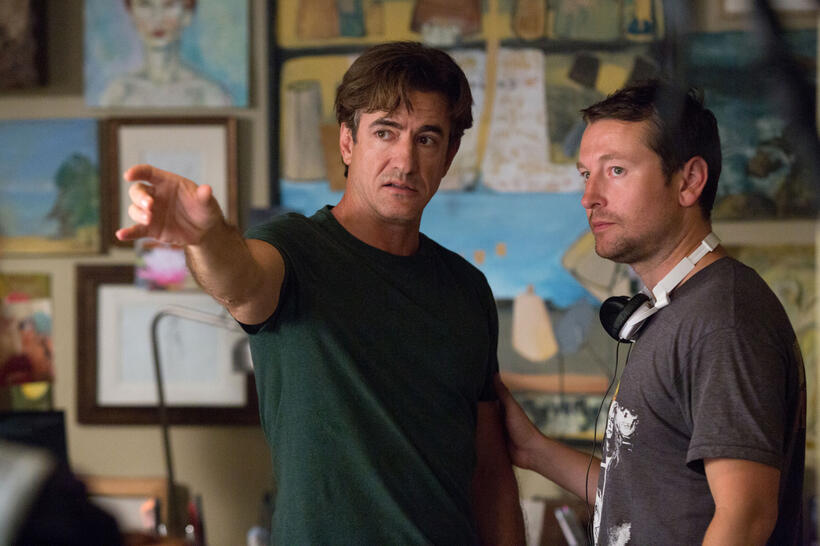 Dermot Mulroney and director Leigh Whannell on the set of "Insidious: Chapter 3."