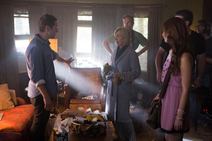 Director Leigh Whannell and Lin Shaye on the set of "Insidious: Chapter 3."