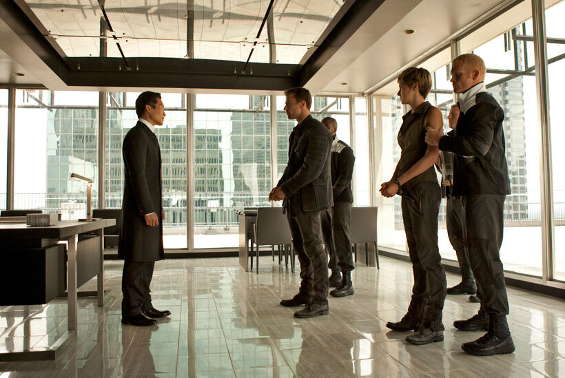 Daniel Dae Kim as Jack Kang, Theo James as Four and Shailene Woodley as Tris in "The Divergent Series: Insurgent."