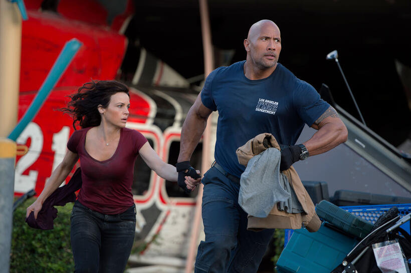 Dwayne Johnson and Carla Gugino in "San Andreas."