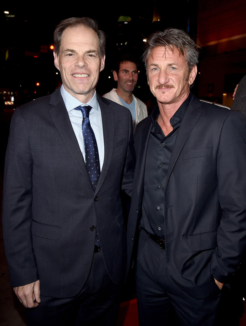 Tom Ortenberg and Sean Penn at the California premiere of "The Gunman."