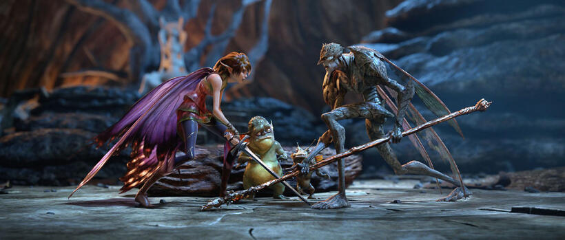 Marianne voiced by Evan Rachel Wood and Bog King voiced by Alan Cumming in "Strange Magic."