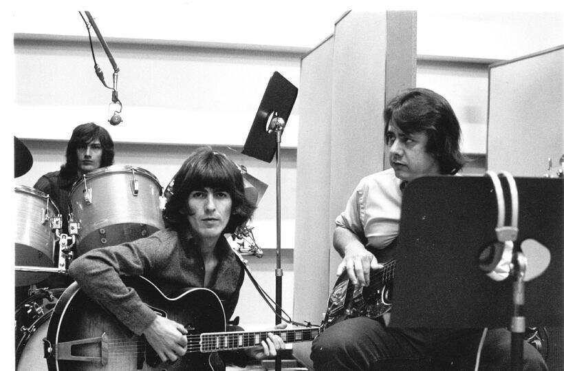 George Harrison and Joe Osborn in "The Wrecking Crew."