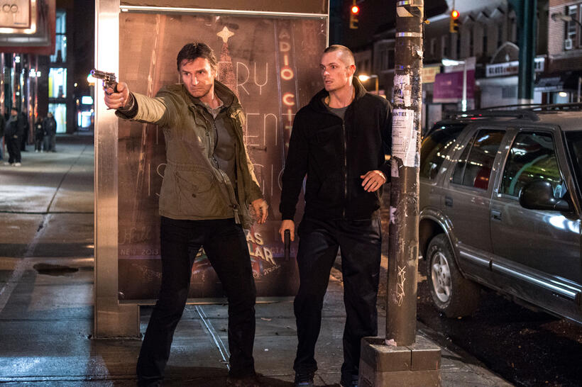Liam Neeson as Jimmy Conlon and Joel Kinnaman as Mike in "Run All Night."
