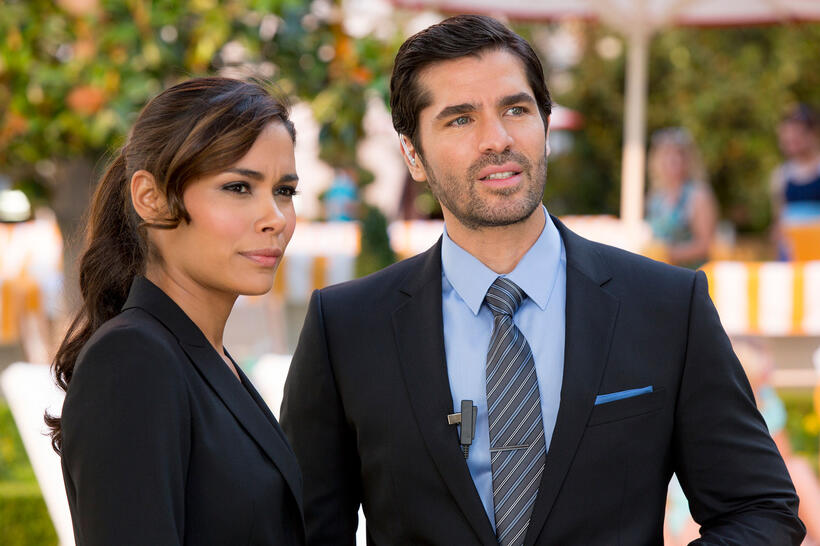 Daniella Alonso as Divina and Eduardo Verastegui as Eduardo Furtillo in "Paul Blart: Mall Cop 2."
