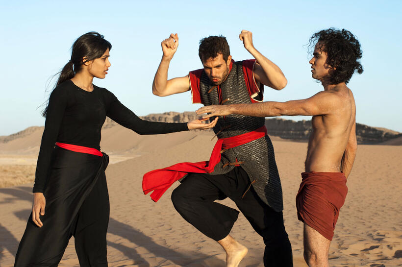 Frieda Pinto as Elaheh, Tom Cullen as Ardi and Reece Ritchie as Afshin in "Desert Dancer."