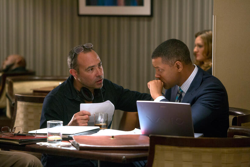 Director Peter Landesman and Will Smith on set of "Concussion."