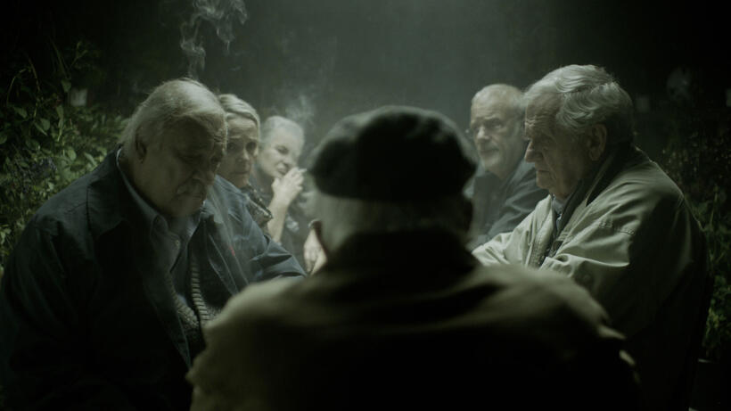 Ze ev Revah as Yehezkel and Ilan Dar as Dr. Daniel in "The Farewell Party."