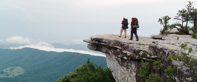 Robert Redford as Bill Bryson and Nick Nolte as Stephen Katz in "A Walk In The Woods."
