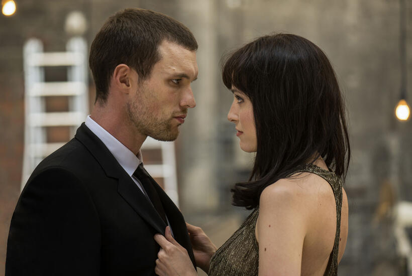 Ed Skrein as Frank Martin and Tatiana Pajkovic as Maria in "The Transporter Refueled."