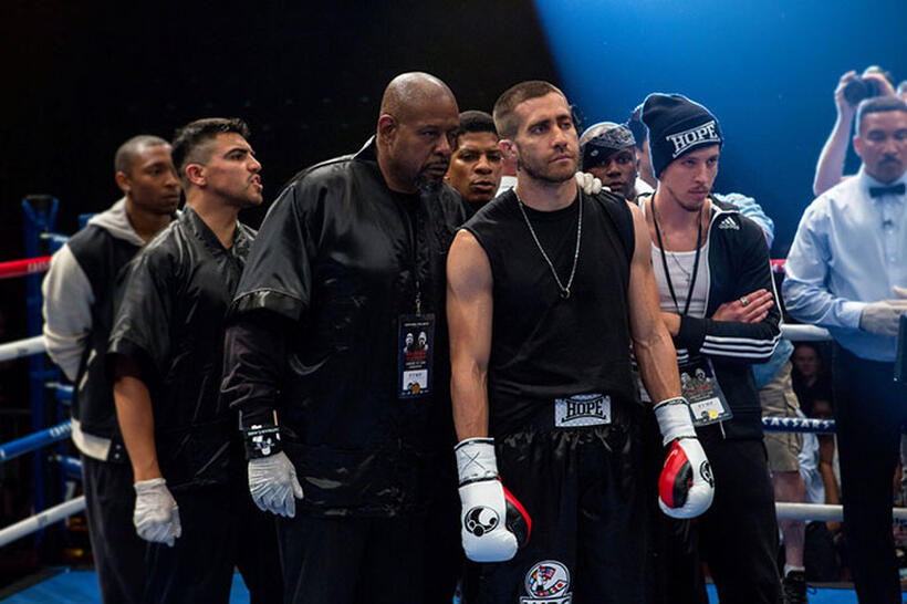 Victor Ortiz, Forest Whitaker and Jake Gyllenhaal in "Southpaw."