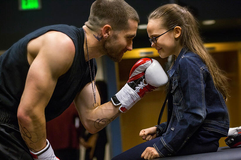 Jake Gyllenhaal and Oona Laurence in "Southpaw."