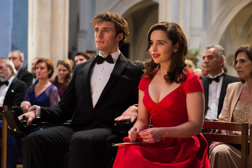 Sam Claflin as William Traynor and Emilia Clarke as Louisa Clark in "Me Before You."