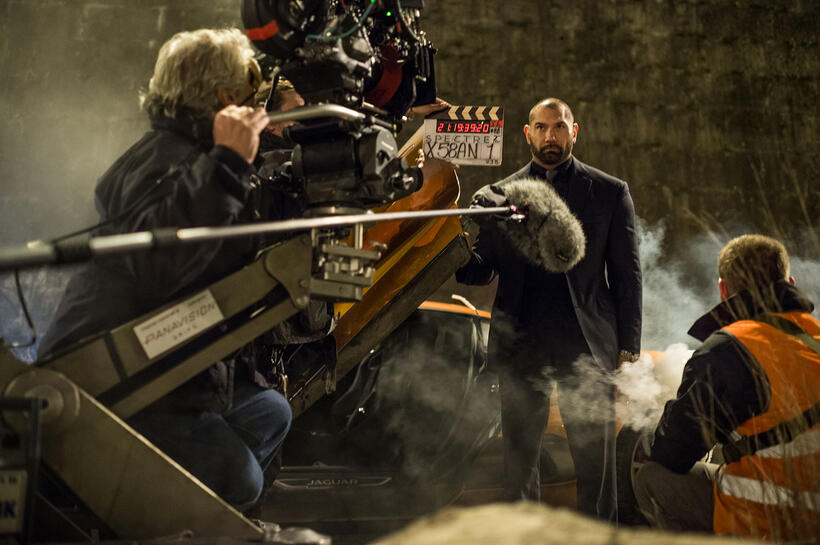 Dave Bautista on the set of "Spectre."