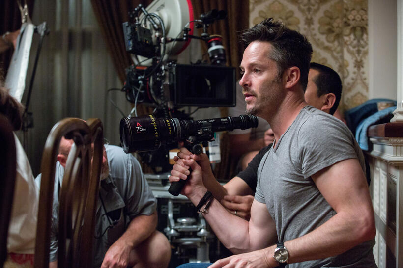 Director Scott Cooper on the set of "Black Mass."