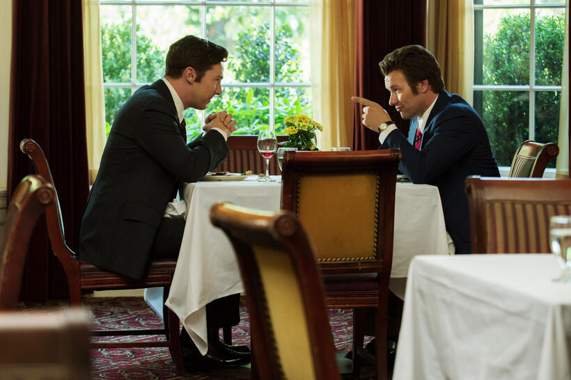 Benedict Cumberbatch as Billy Bulger and Joel Edgerton as John Connolly in "Black Mass."