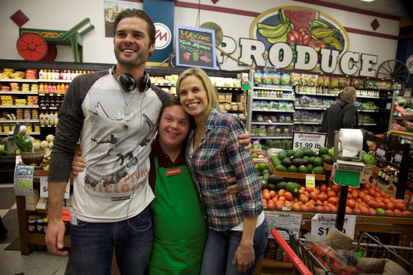 Director/screenwriter Chris Dowling, David DeSanctis and Brooke Burns on the set of "Where Hope Grows."