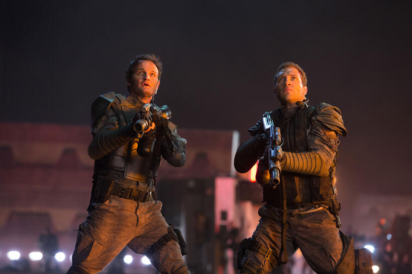 Jason Clarke as John Connor and Jai Courtney as Kyle Reese in "Terminator: Genisys."