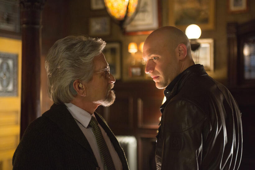 Michael Douglas as Hank Pym and Corey Stoll as Darren Cross in "Ant-Man."